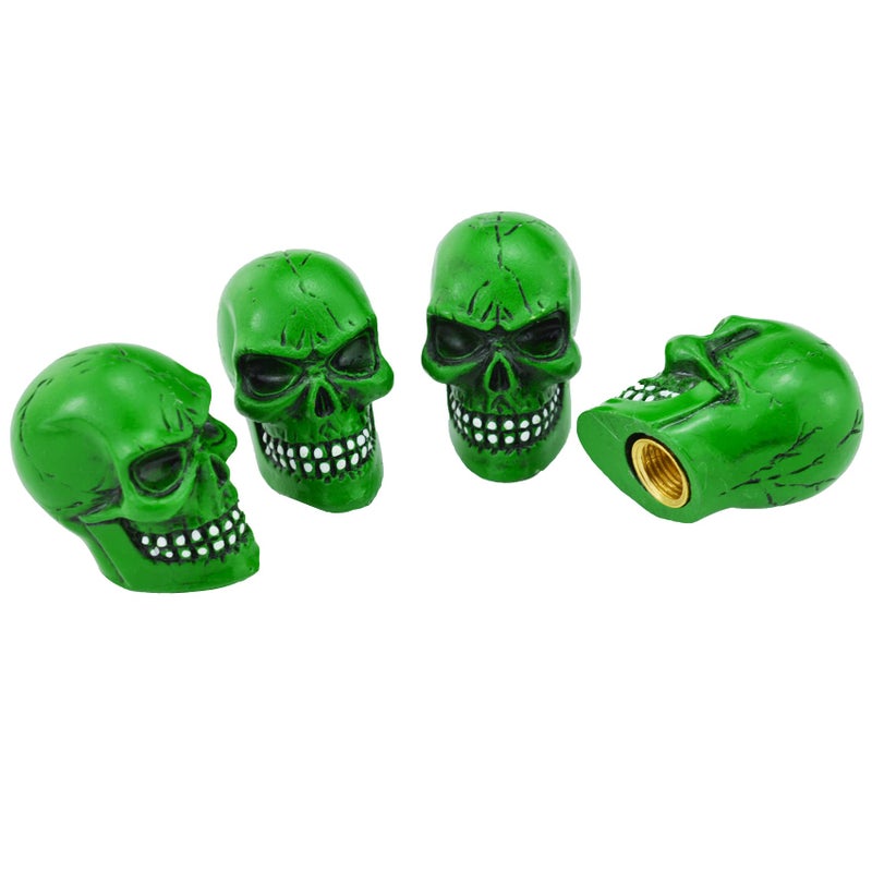 Abfer Green Valve Stem Caps Skull Wheel Tire Air Cap Cover Car Decorative Accessories Fit Most Vehicle Truck Motorcycle Bike - Image 5